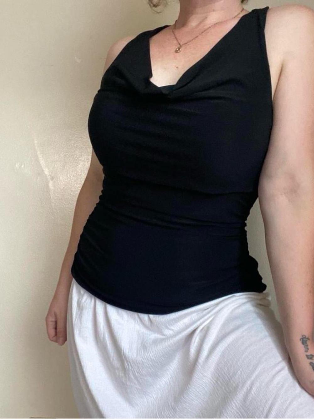 Vintage Y2K slinky black butterfly cowl neck top - Picture 6 of 7
